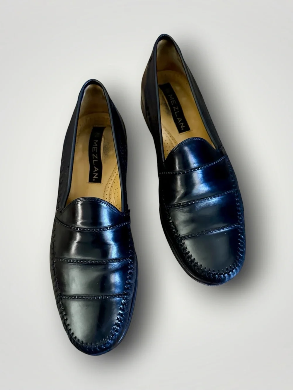 Mezlan SPYDER Black Leather Loafers, Luxury Slip-On Dress / Driving Moc sz. 12